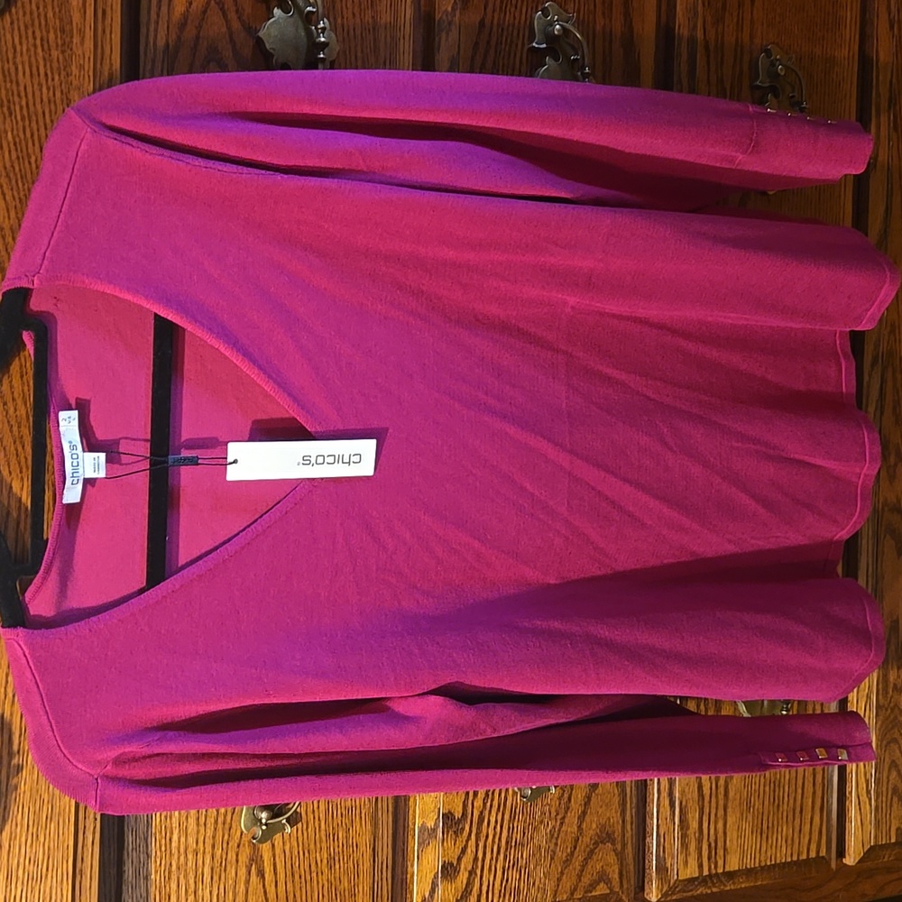Chico's Women's Pink V-Neck Pullover Sweater